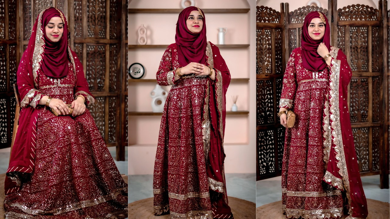 Ramsha Sultan Khan in a pastel hijab with soft makeup and natural lighting