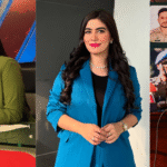 Muneezay Moeen – Pakistani journalist, political analyst, TV anchor, and social activist speaking at a media event