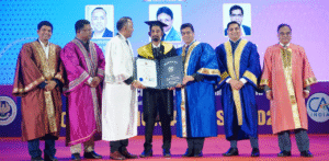 CA Niamul Hussain Khan at ICAI Convocation 2025 Kolkata receiving Chartered Accountant certificate.