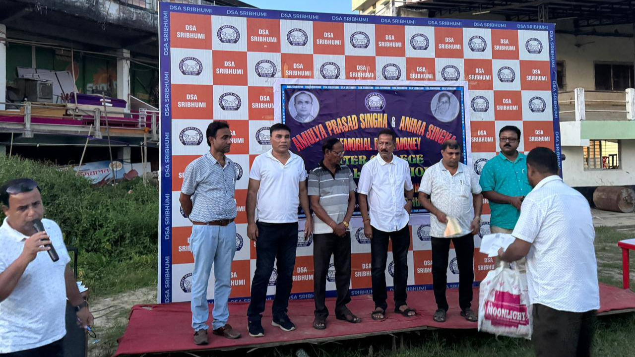 Kabir Ahmed with DSA officials and dignitaries at Inter College Football Tournament Final Karimganj 2025
