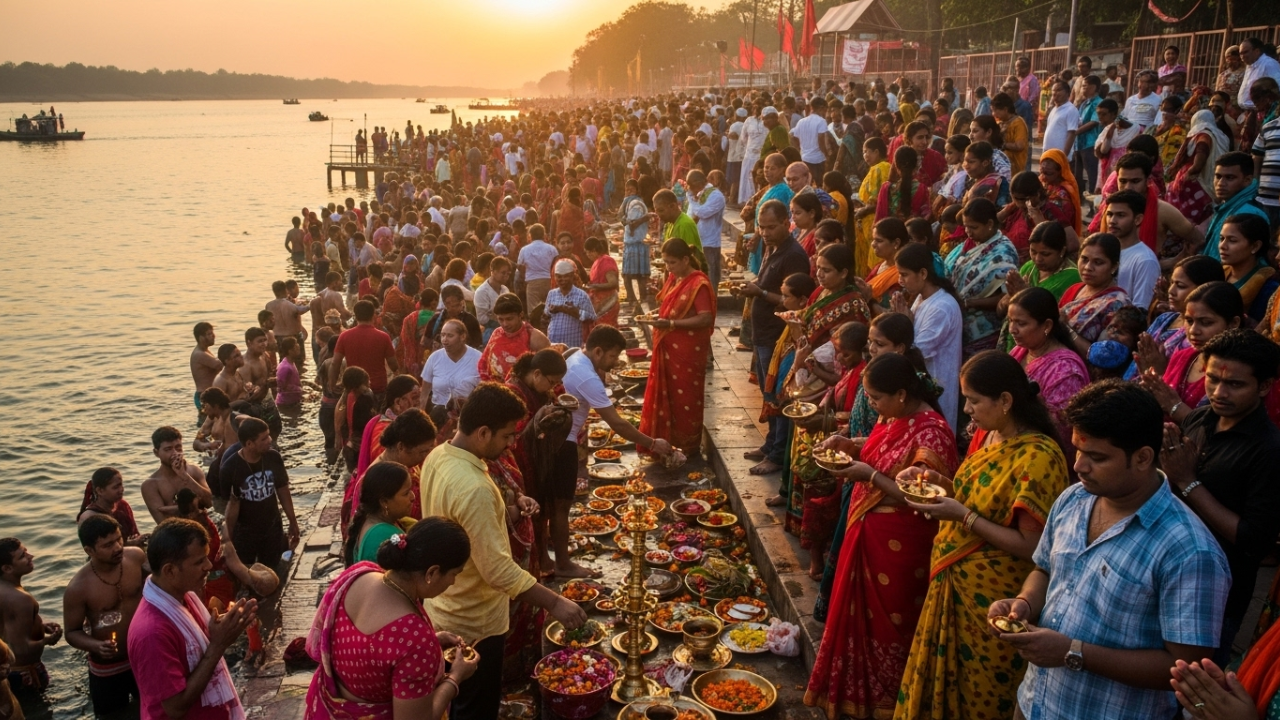 Annapurna Ghat, Silchar crowded with devotees performing Mahalaya 2025 Tarpan rituals along the Barak River, Assam.