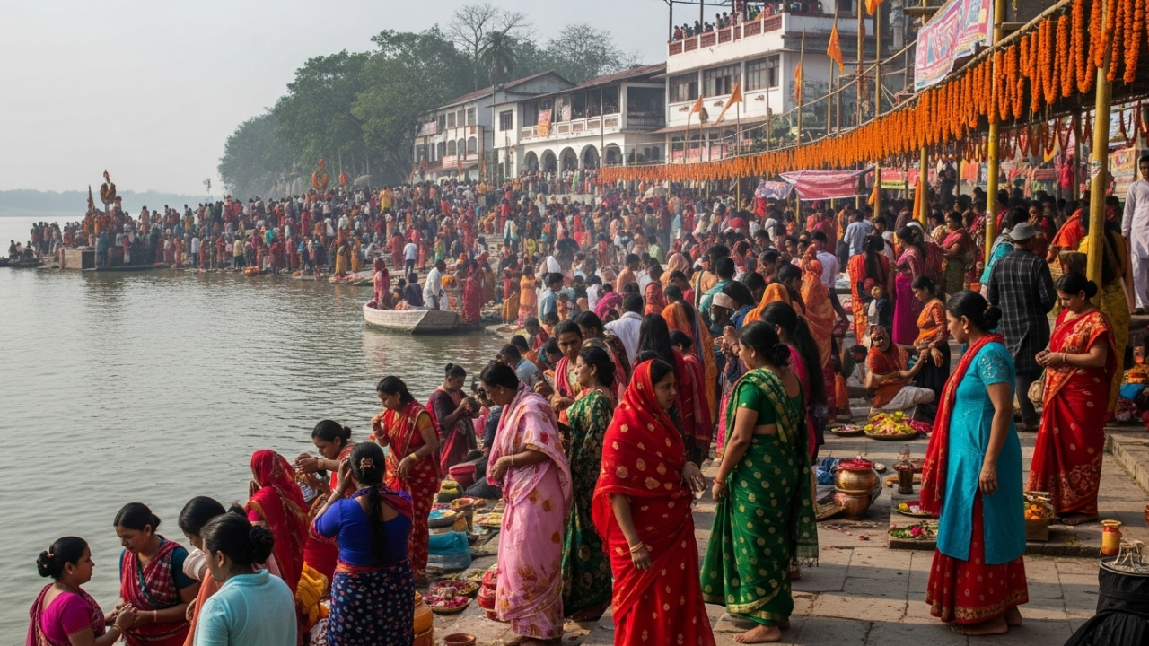 Mahalaya 2025 in Silchar Annapurna Ghat Large Crowd of Devotees at the Barak River particularly around Sadarghat Annapurna Ghat