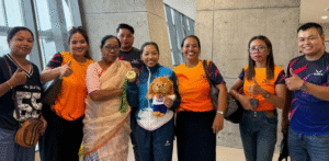 Saikhom Mirabai Chanu celebrating gold at 2025 Commonwealth Weightlifting Championships, Ahmedabad.