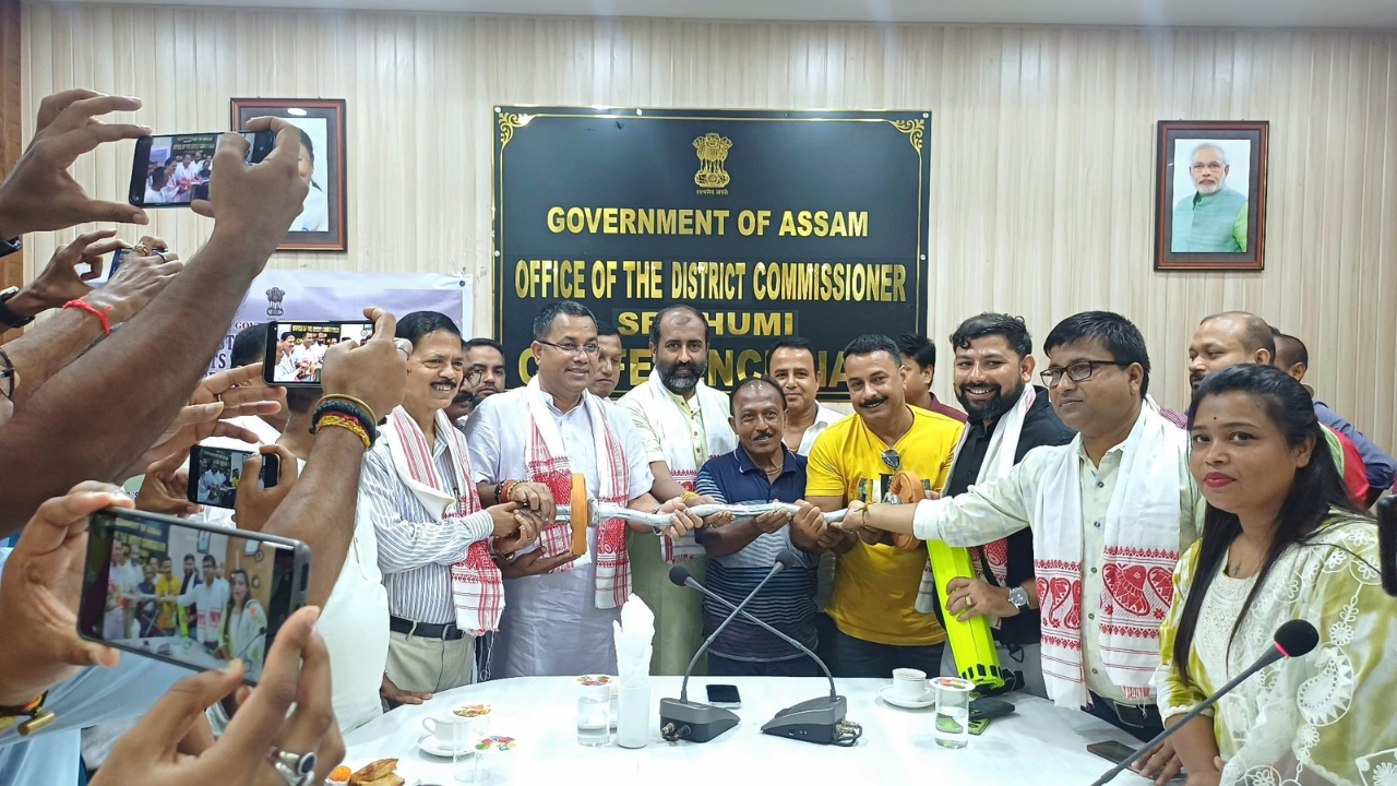 IAS Pradeep Kumar Dwivedi inaugurating the Shushrusha Setu Mega Health Camp in Sribhumi, Assam