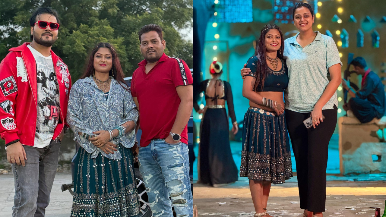 Angel Liza performing live on stage in Bihar orchestra show